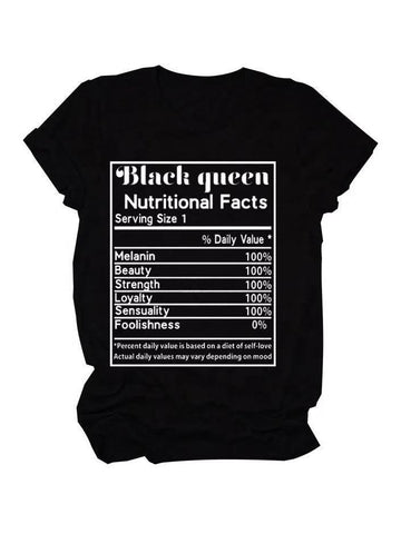Black Queen Nutritional Facts Black T-shirt