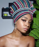 Colored Striped Slip On satin lined headwrap