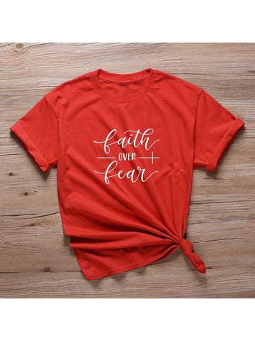 Faith Over Fear Red T-shirt