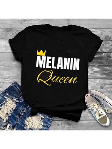 Melanin Queen Yellow and White Print T-shirt