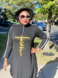 Black & gold maxi faith  sweater dress  (no bag) (Fall best seller) ( REGULAR + PLUS)