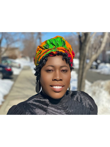 Red, Yellow and green Slip On Satin lined headwrap (spring collection)