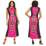 Pink Ankle Length Sleeveless Dashiki Dress