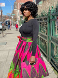 Pink passion Print Maxi Skirt, Headwrap, no bag (best seller) (REGULAR + PLUS)
