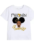 Melanin Princess Print Kids White T-shirt