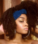 Metallic Blue slip on Hair headwrap headband