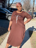 Brown Faith Oversized Maxi Dress (no bag)