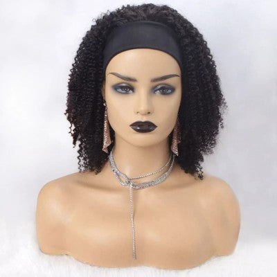 Human Hair Midnight Black  headband wig
