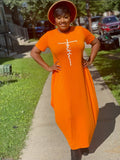 Orange maxi faith  dress  LONG SLEEVE no bag) (best seller)