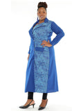 Blue Mix Match Trench Long Jacket/Dress