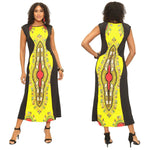 Yellow Ankle Length Sleeveless Dashiki Dress