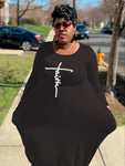Black Faith Long Sleeve Maxi Dress (no bag)