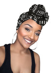 African Royale Black and White Headwrap (Gele)