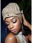 Khaki Slip On satin lined headwrap