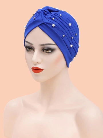 Jeka Royal blue Pearl Pre Tied Headwrap