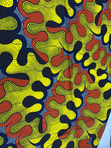 Abam Yellow Print Kente Fabric