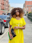 Yellow Faith Maxi Dress with sleeve  (no bag)(Best seller )