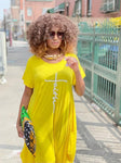 Yellow Faith Maxi Dress with sleeve  (no bag)(Best seller )
